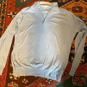 Peter Millar Sky Blue Zip-Up Sweater